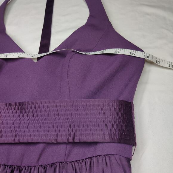 White by Vera Wang Plum Purple Halter Neck Bow Maxi Bridesmaid Prom Dress 2 - Picture 13 of 15